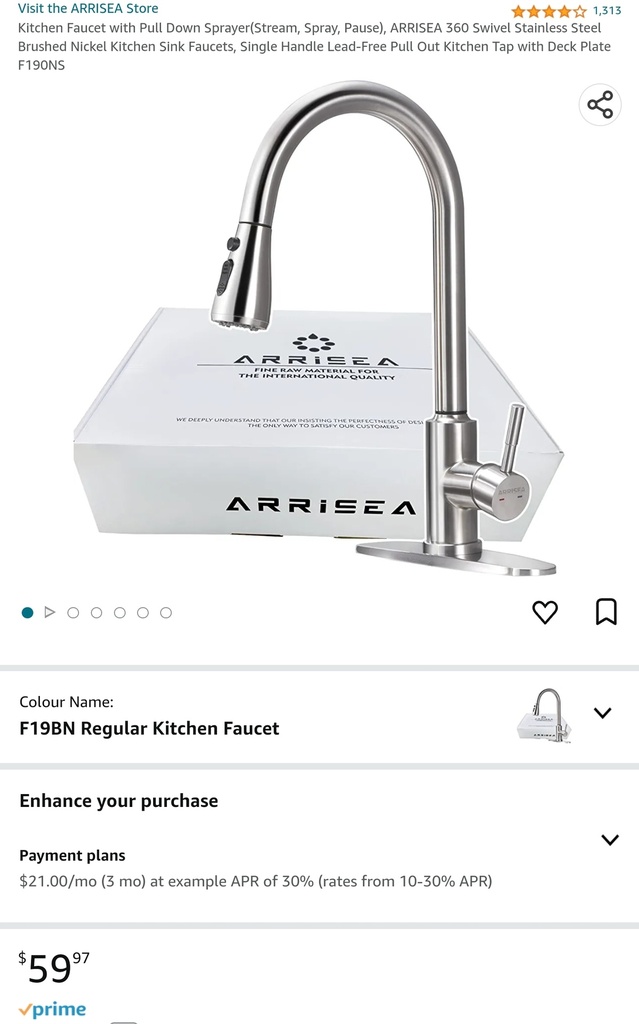 Arrisea Pull Down Kitchen Faucet - Stainless, Single Handle