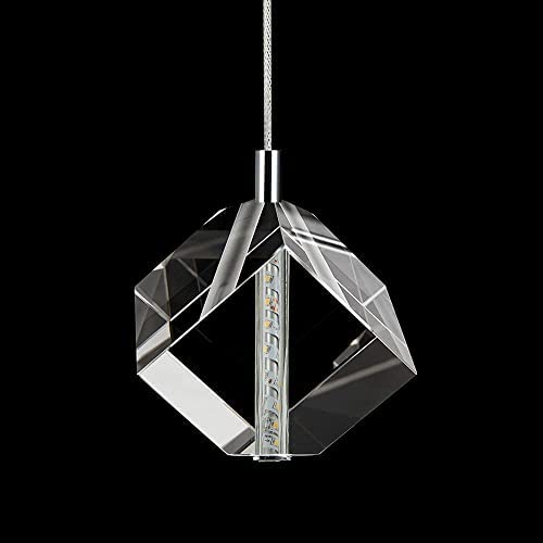 Square Glass LED Pendant Light - Modern - Clear