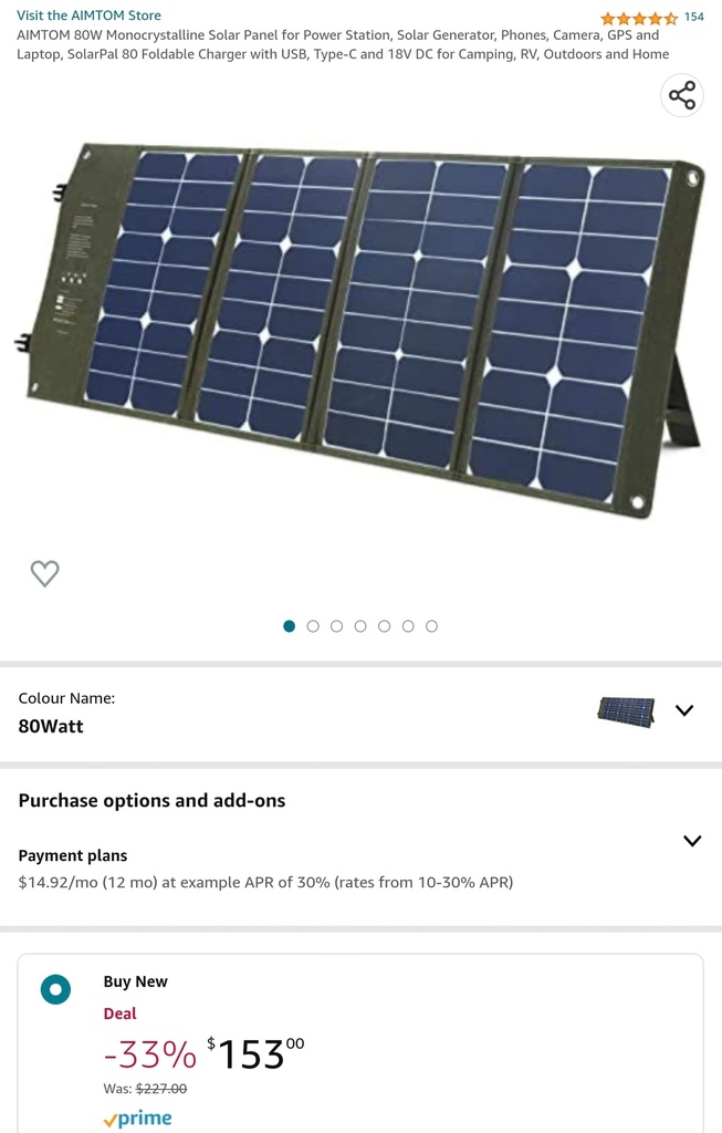 Aimtom 80W Portable & Foldable Solar Panel