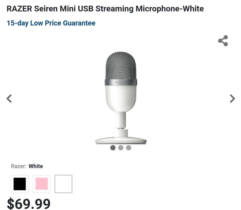 Razer Siren Mini USB Streaming Microphone - White