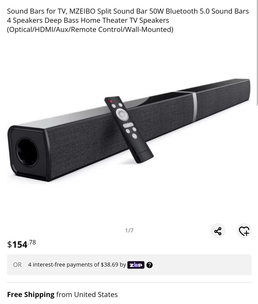 Mzeibo Split Soundbar / Speakers for TV (Transforming)