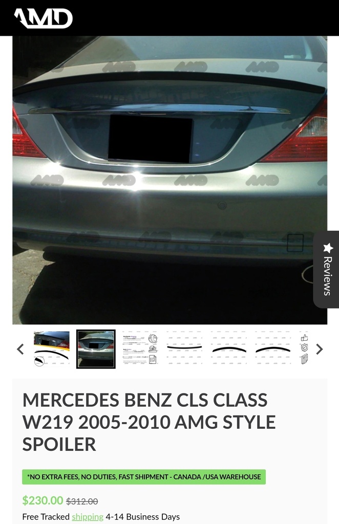 Mercedes Benz CLS Class W219 2005-2010 AMG Style Spoiler