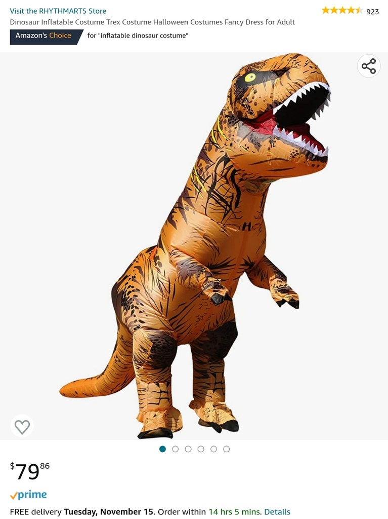 Inflateable T-Rex Costume for Adults