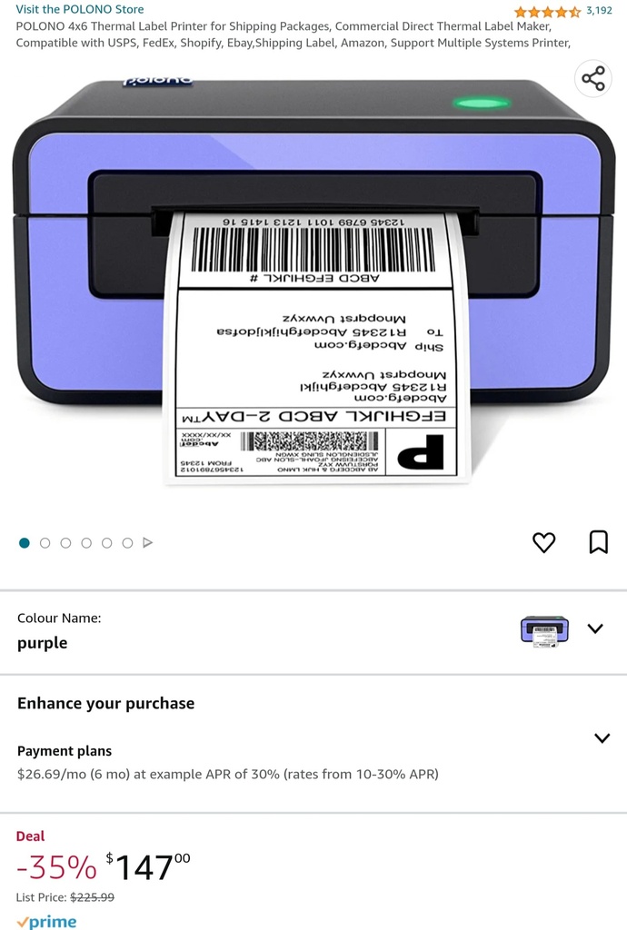 Polono 4x6 Thermal Label Printer for Shipping