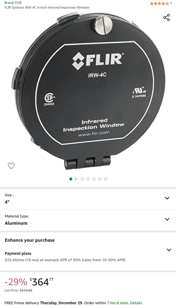 FLIR Systems IRW-4C 4" Infrared Inspection Window