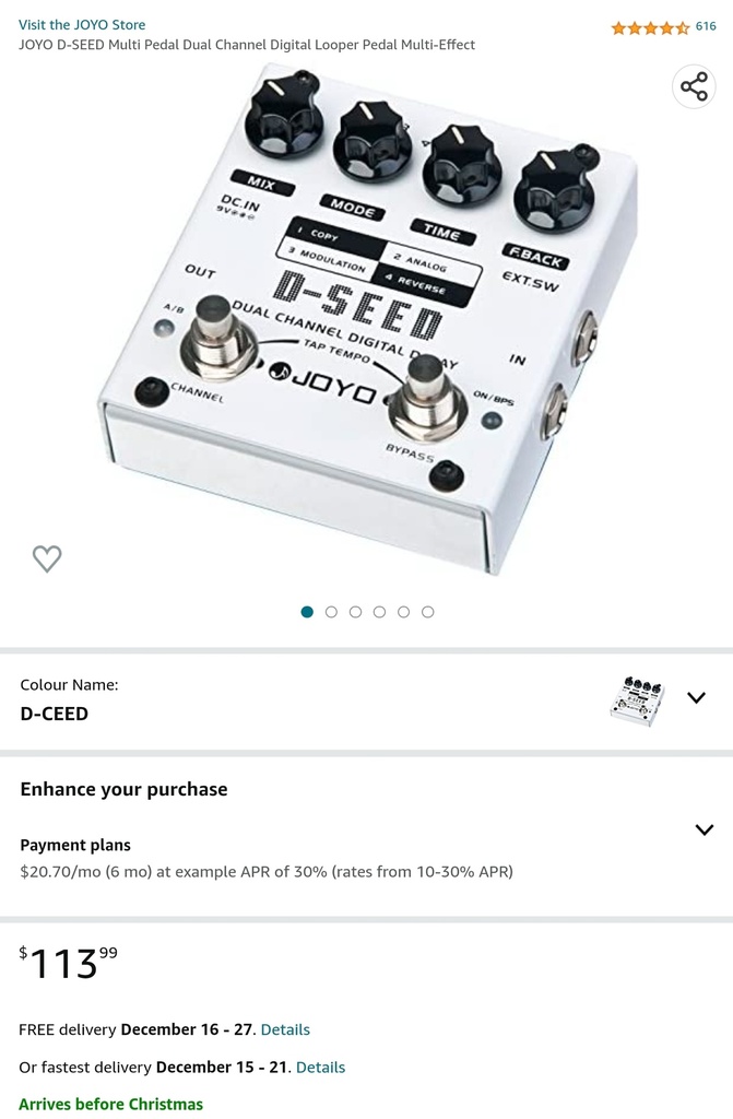 Joyo D-Seed 2 - Multi Pedal Dual Channel Digital Looper - Multi Effect