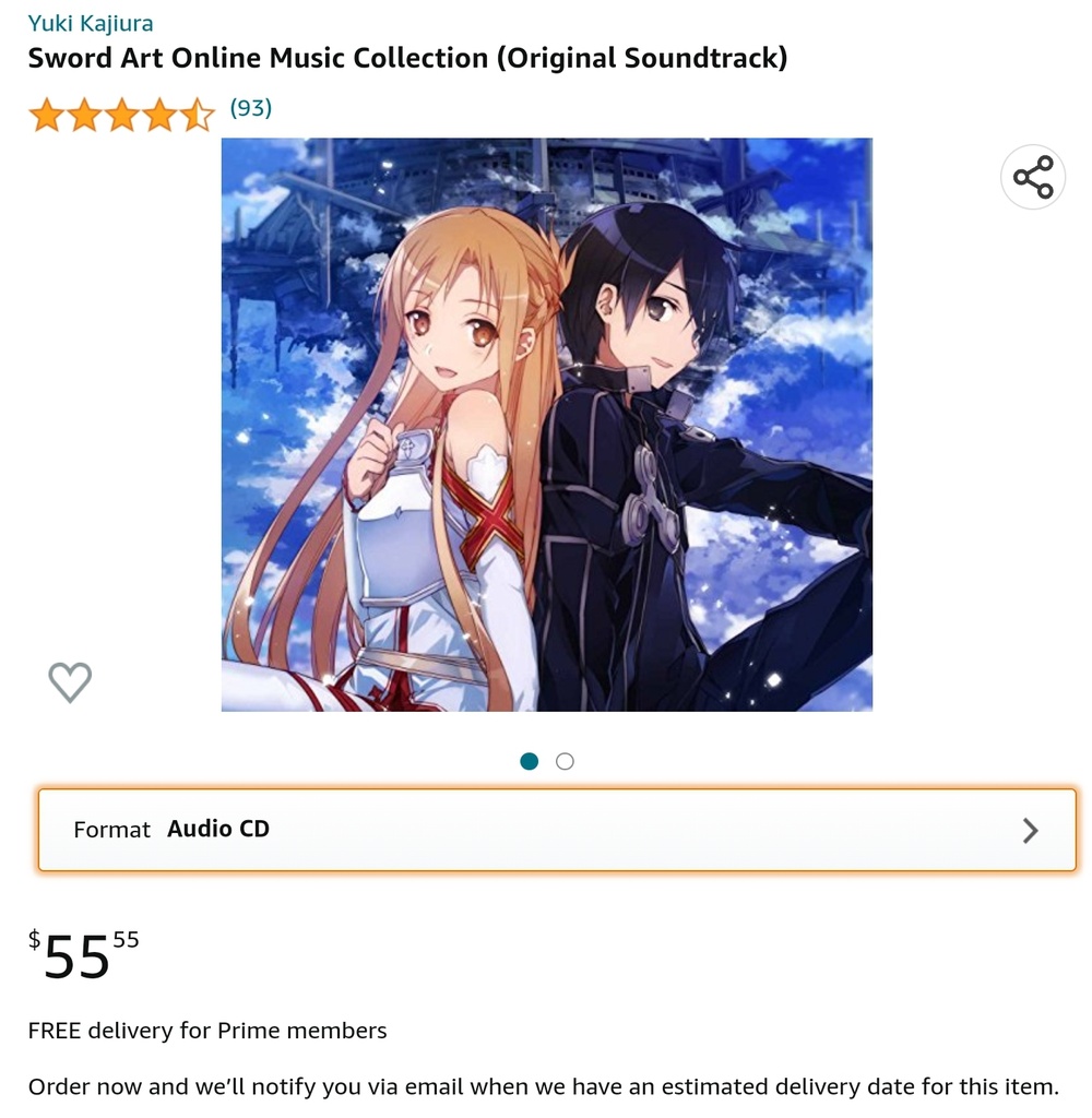 Sword Art Online Music Collection (Original Soundtrack) - CD