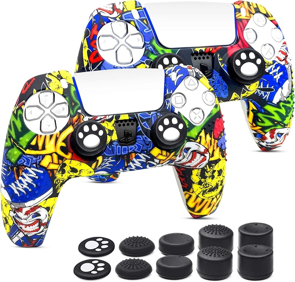 PlayStation 5 Silicone Controller Skins with Thumb Grips - Graffiti Design