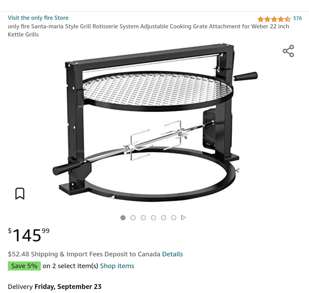 Santa-Maria Style Rotisserie System - 22" Adjustable