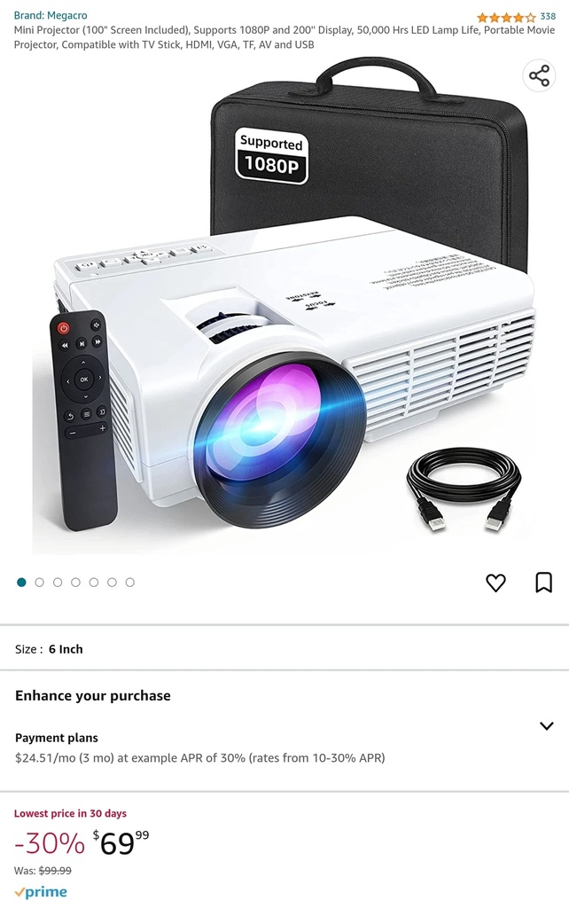 QKK 1080P LED Mini Projector