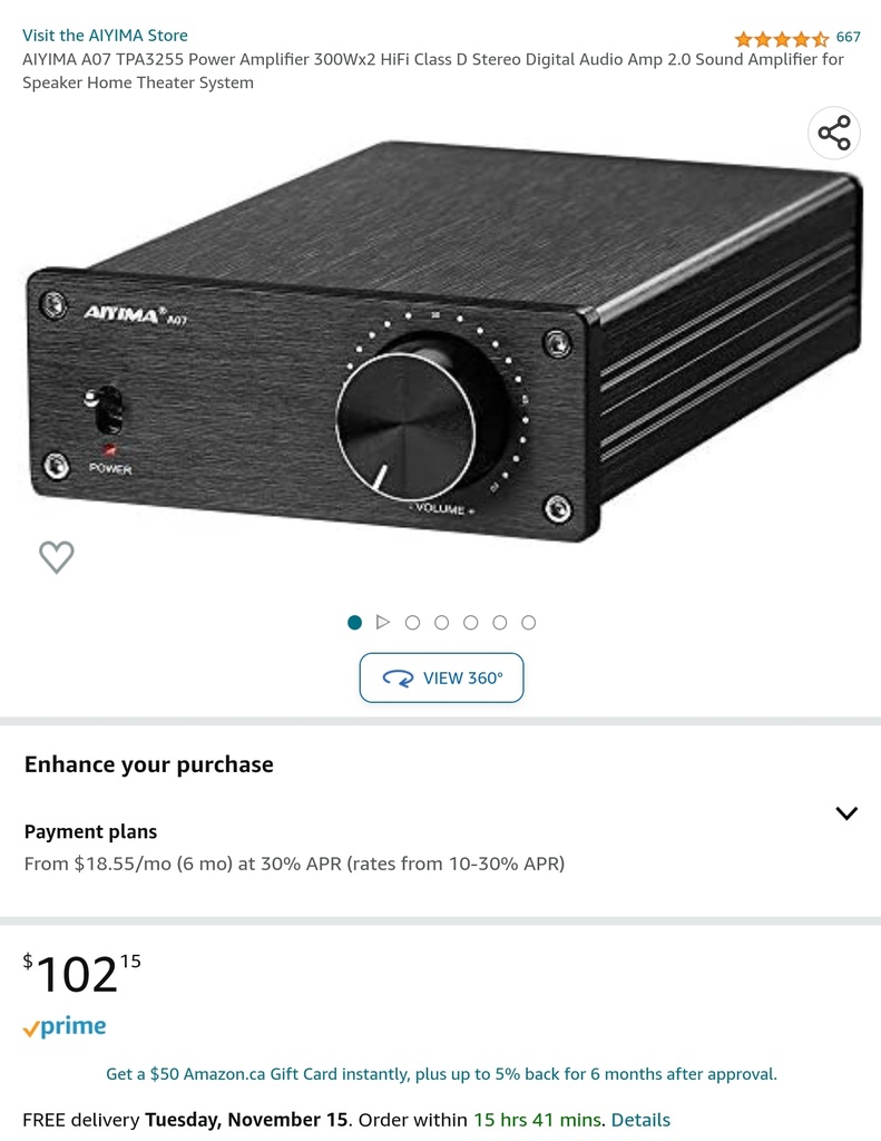 Aiyima A07 Power Amplifier - 300W x 2CH - Hi-Fi Class D Stereo Amp