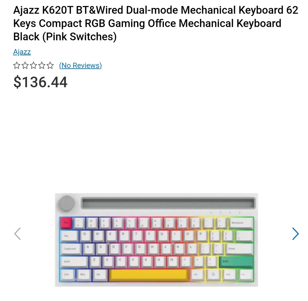 AJazz K620T Bluetooth & Wired Mechanical Keyboard - 62 Key, RGB, Pink Switches