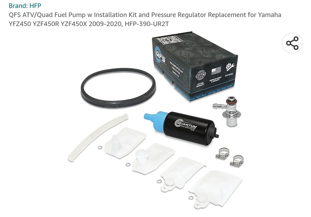 QFS - ATV/Quad Fuel Pump w/ Installation Kit and Pressure Regulator (Yamaha)