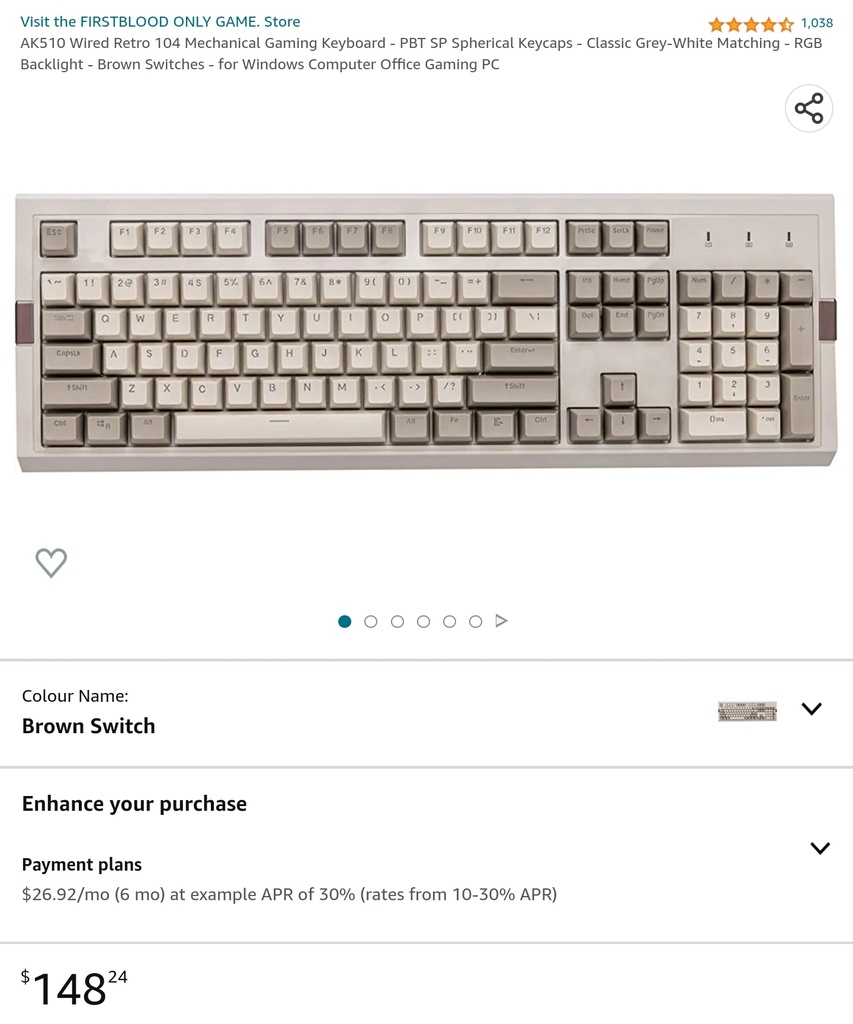 Akko AK510 Wired Retro Full Sized Mechanical Gaming Keyboard - RGB Backlit - Brown Switches