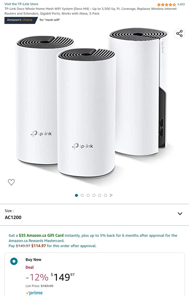 TP-Link Deco Whole Home Mesh Wi-Fi System - 5,500 Sq. Ft. Coverage - Works w/ Alexa - 3 Pack