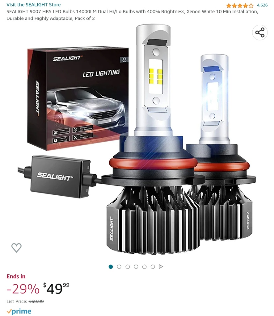 SeaLight 9007/HB5 LED Headlight Bulbs - 14000LM