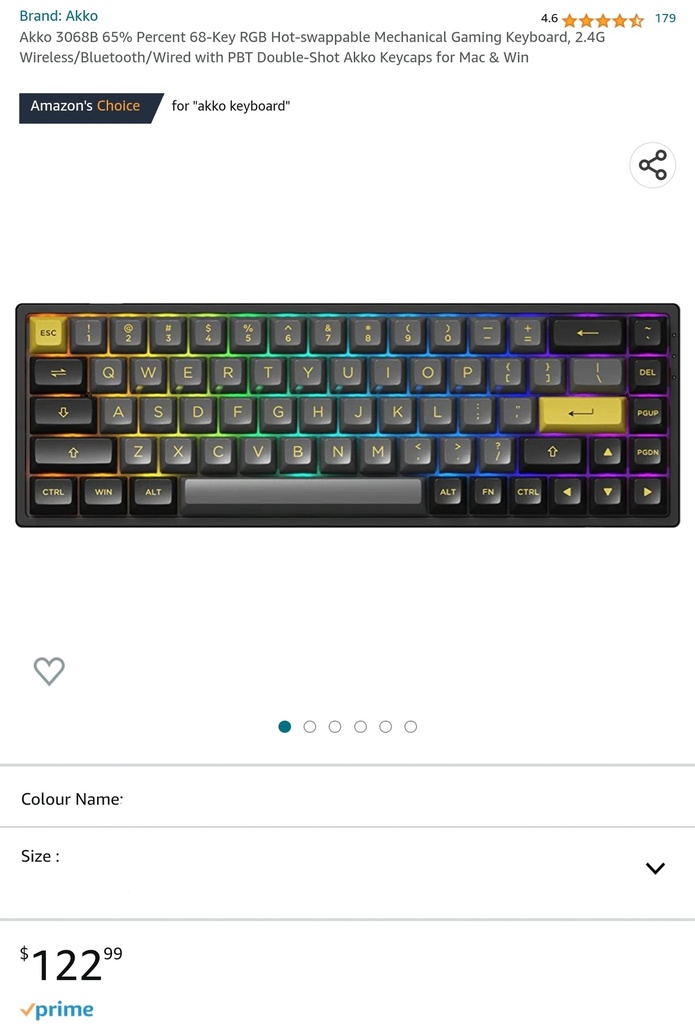 Akko 3068B 65% RGB Hot-Swappable Mechanical Gaming Keyboard - Wired/Wireless w/ PBT Double-Shot