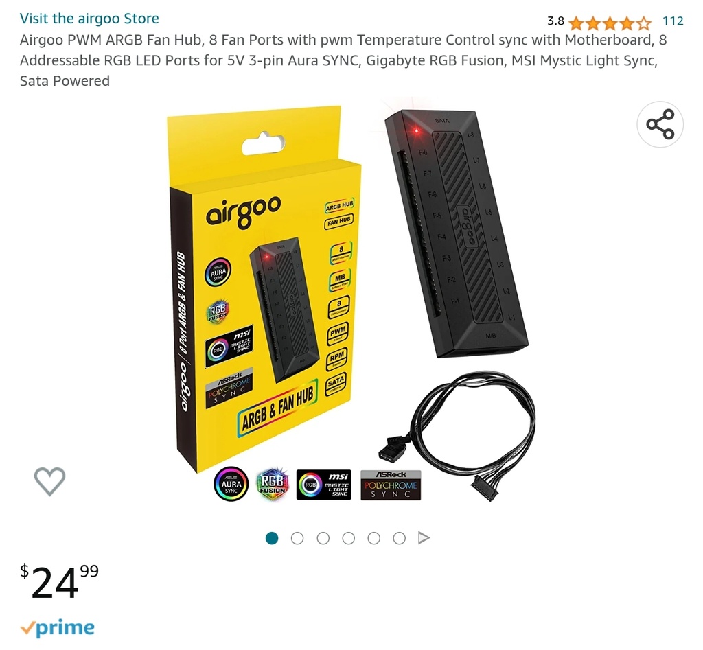 Airgoo PWM ARGB Fan Hub - 8 Fan Ports