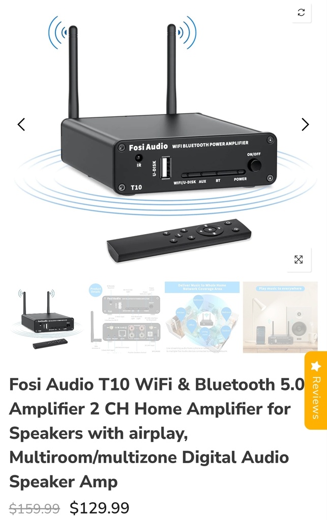 Fosi Audio T10 WiFi & BT 5.0 - 2Ch Amplifier for Speakers w/ Airplay