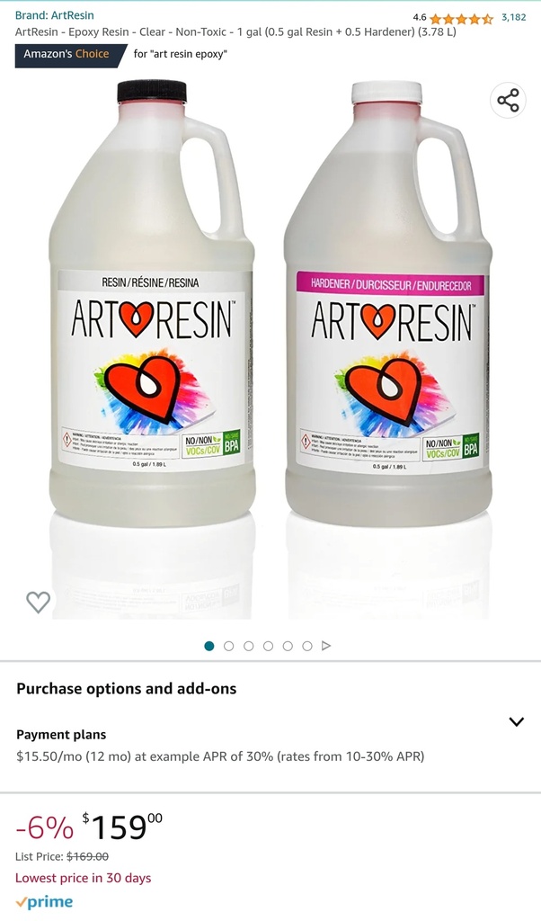 ArtResin - Epoxy Resin - Clear - Non Toxic - 1.76L of Resin + Hardener