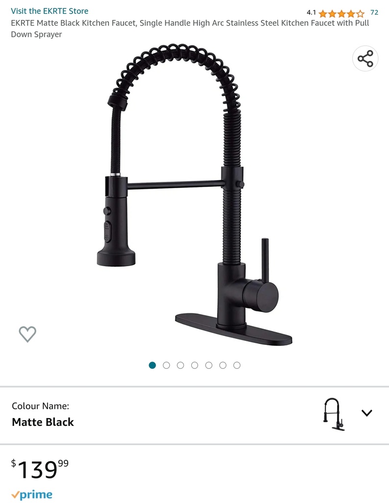 Matte Black Kitchen Faucet, Single Handle, High Arc, Stainless Steel w/ Pull Down Sprayer