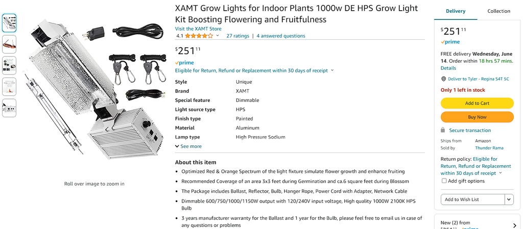 XAMT Grow Lights for Indoor Plants 1000w DE HPS Grow Light Kit Boosting Flowering and Fruitfulness