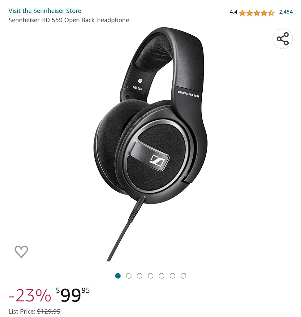 Sennheiser HD 559 Open Back Headphones