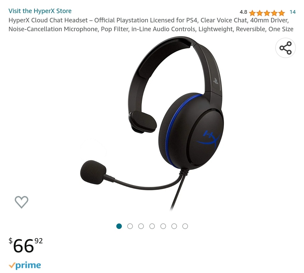 HyperX Cloud Chat Headset - Official Playstation Licensed - Clear Voice Chat - Noise Cancellation Mic