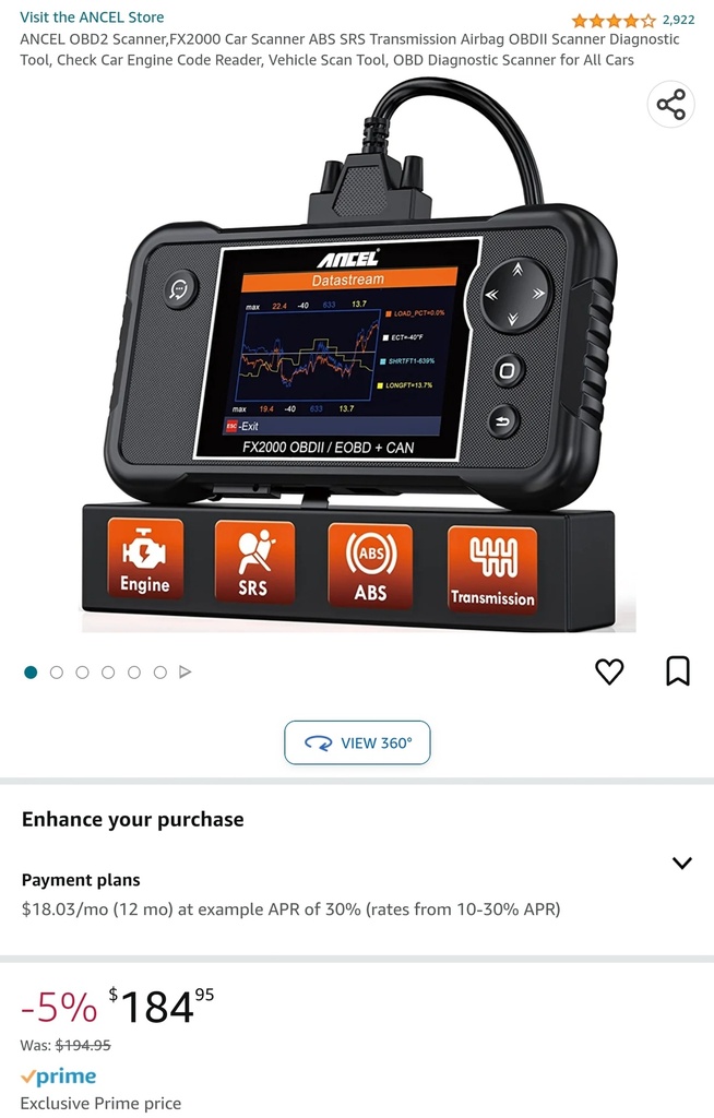 Ancel FX2000 OBD2 / EOBD + CAN Scanner