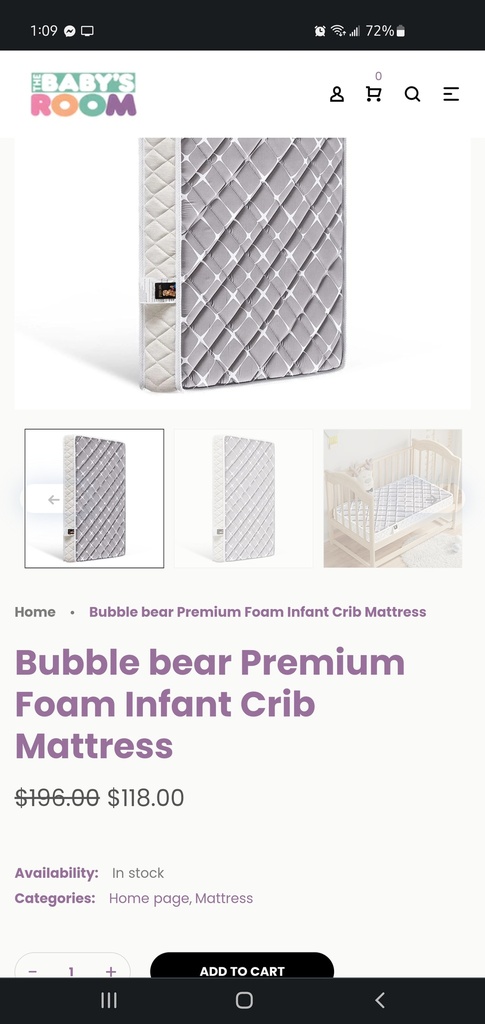 Infant Crib Foam Mattress - Nightshade Pattern - Not Same As Pictured