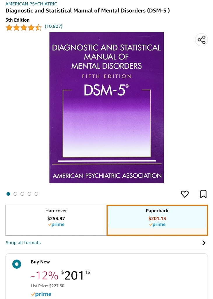 Dignostic & Statistical Manual of Mental Disorders (DSM-5)