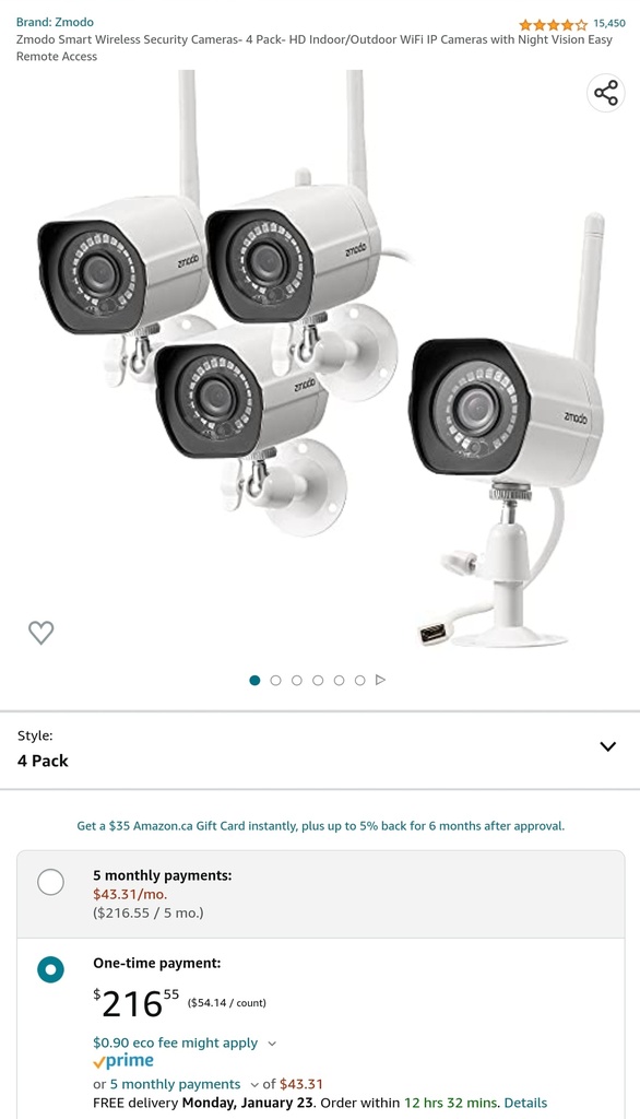 Zmodo Smart Wireless Security Cameras - 4 Pack