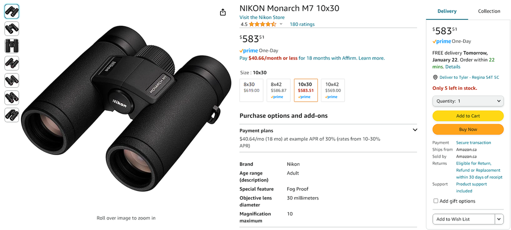 Nikon Monarch M7 - 10x30 Binoculars