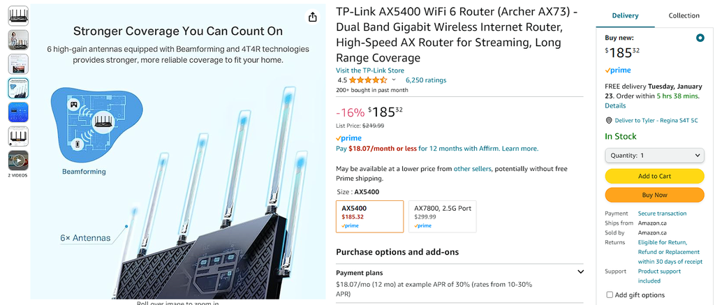 TP-Link AX5400 Wi-Fi 6 Router - Dual Band Gigabit