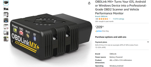 OBDLink MX+ Professional Grade OBD2 Scanner & Performance Monitor