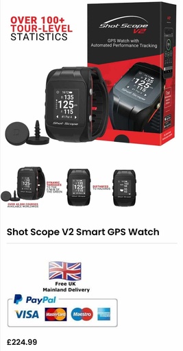 ShotScope V2 Smart GPS Watch with Automated Performance Tracking