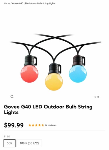 Govee G40 LED Outdoor Bulb String Lights