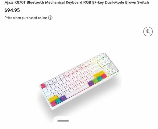 Ajazz K870T Bluetooth Mechanical Keyboard - RGB 87-Key Dual-Mode - Brown Switches