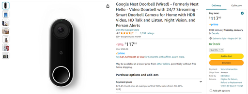 Google Nest Doorbell - Wired - 1st Generation