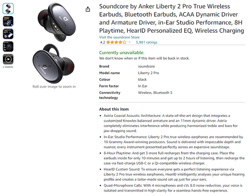 Anker Soundcore Liberty 2 Pro - Earbuds
