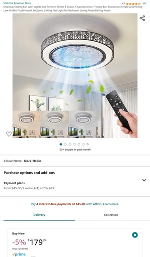 Circular Ceiling Fan w/ Lights & Remote - 18.9" - 3 Colors. 3 Speeds - Smart Timing - Low Profile