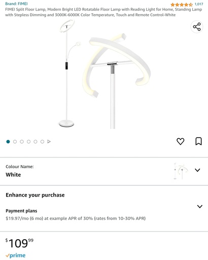 Fimie LED Split Floor Modern Floor Lamp - White