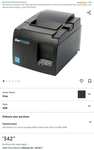 Star Micronics USB Thermal Receipt Printer