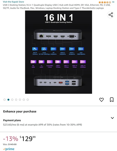 USB C Docking Station - 16 in 1