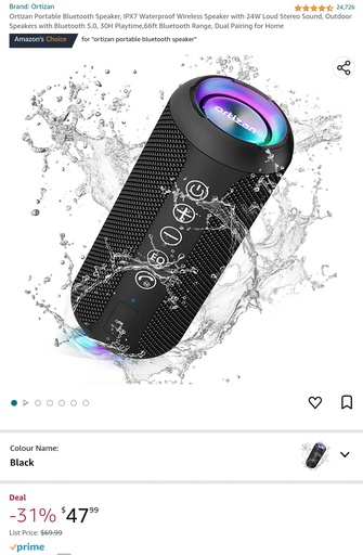 Ortizan Portable Bluetooth Speaker