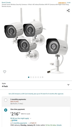 Zmodo Smart Wireless Security Cameras - 4 Pack