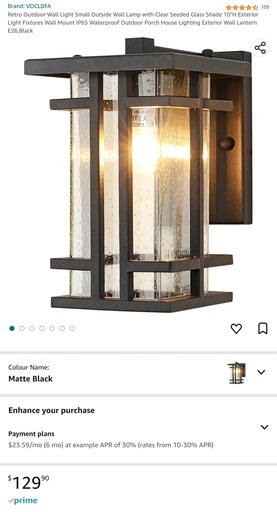 Retro Outdoor Wall Lamp - Matte Black - Modern