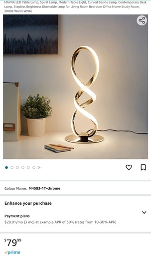 Mayna Spiral LED Table Lamp - 3000K Warm White - Dimmable