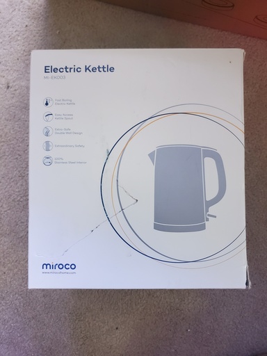 Miroco Electric Kettle - 1.5L Double Wall - Stainless Steel - White