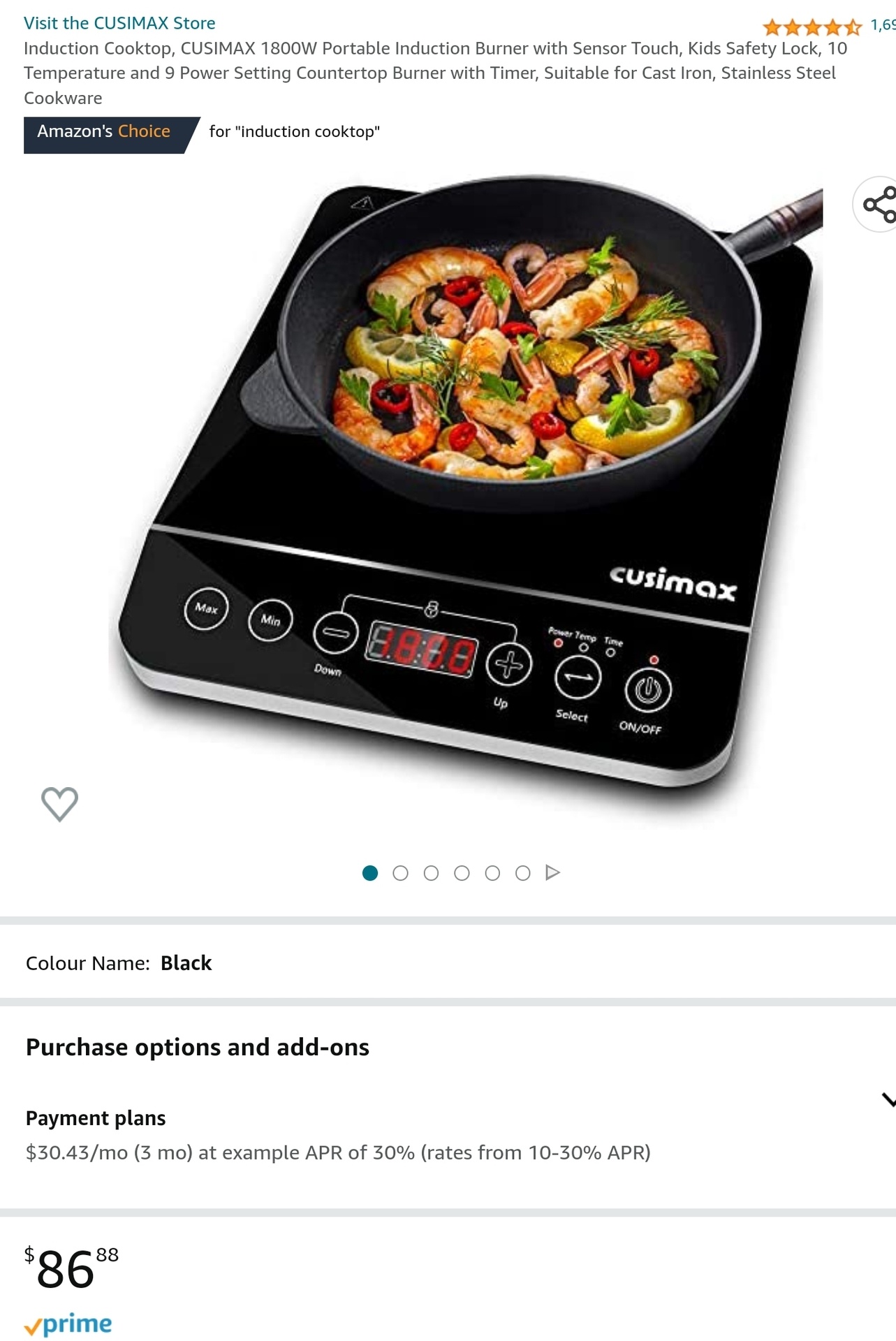 Induction Cooktop CUSIMAX 1800W Portable Induction Burner with